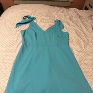 Robins egg Blue Sleeveless sheath Dress with faux shoulder ties